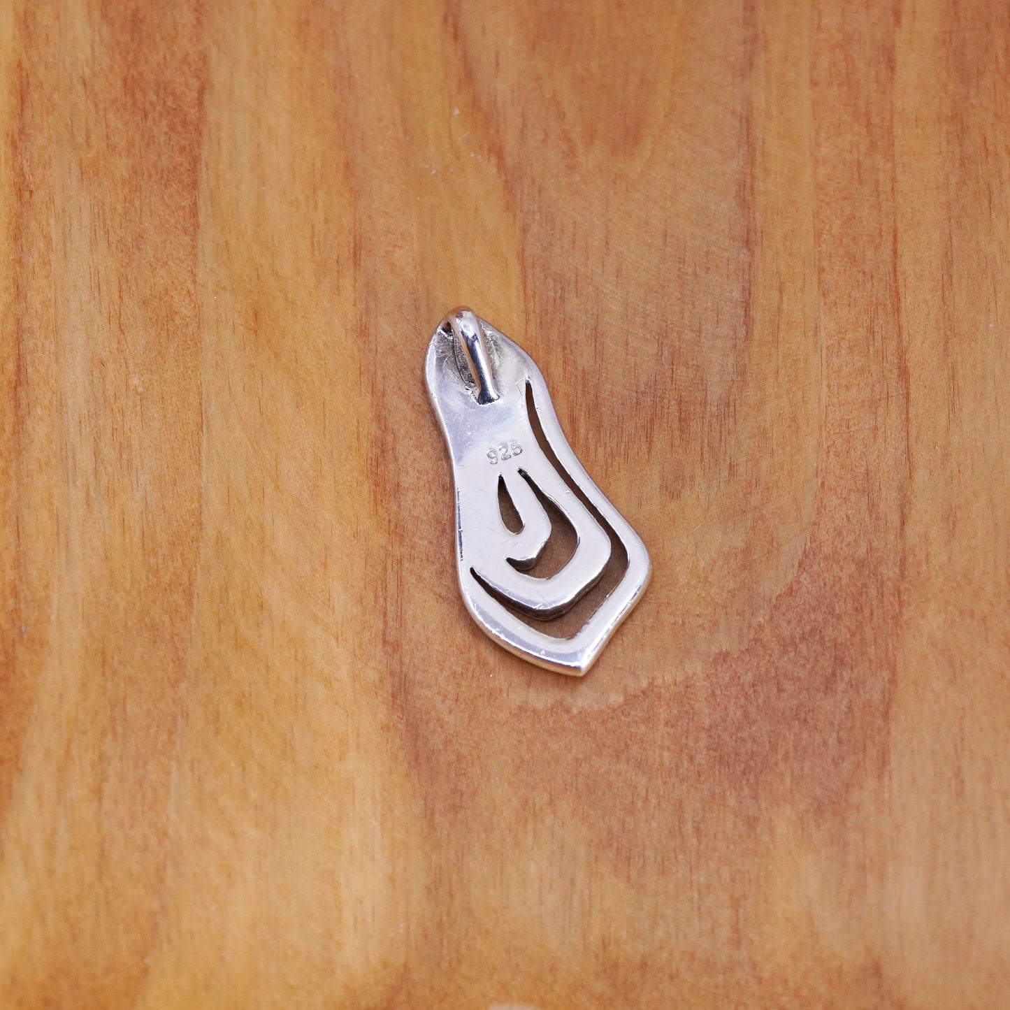 Vintage modern sterling silver handmade pendant, 925 lines