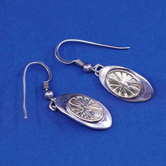 Navajo T.C. Case & Co Earrings 14k Gold and Sterling Silver Curved Egg Drops