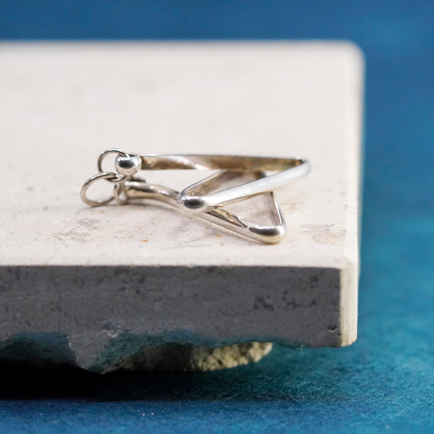 Vintage Sterling silver handmade pedant, modern 925 entwined star