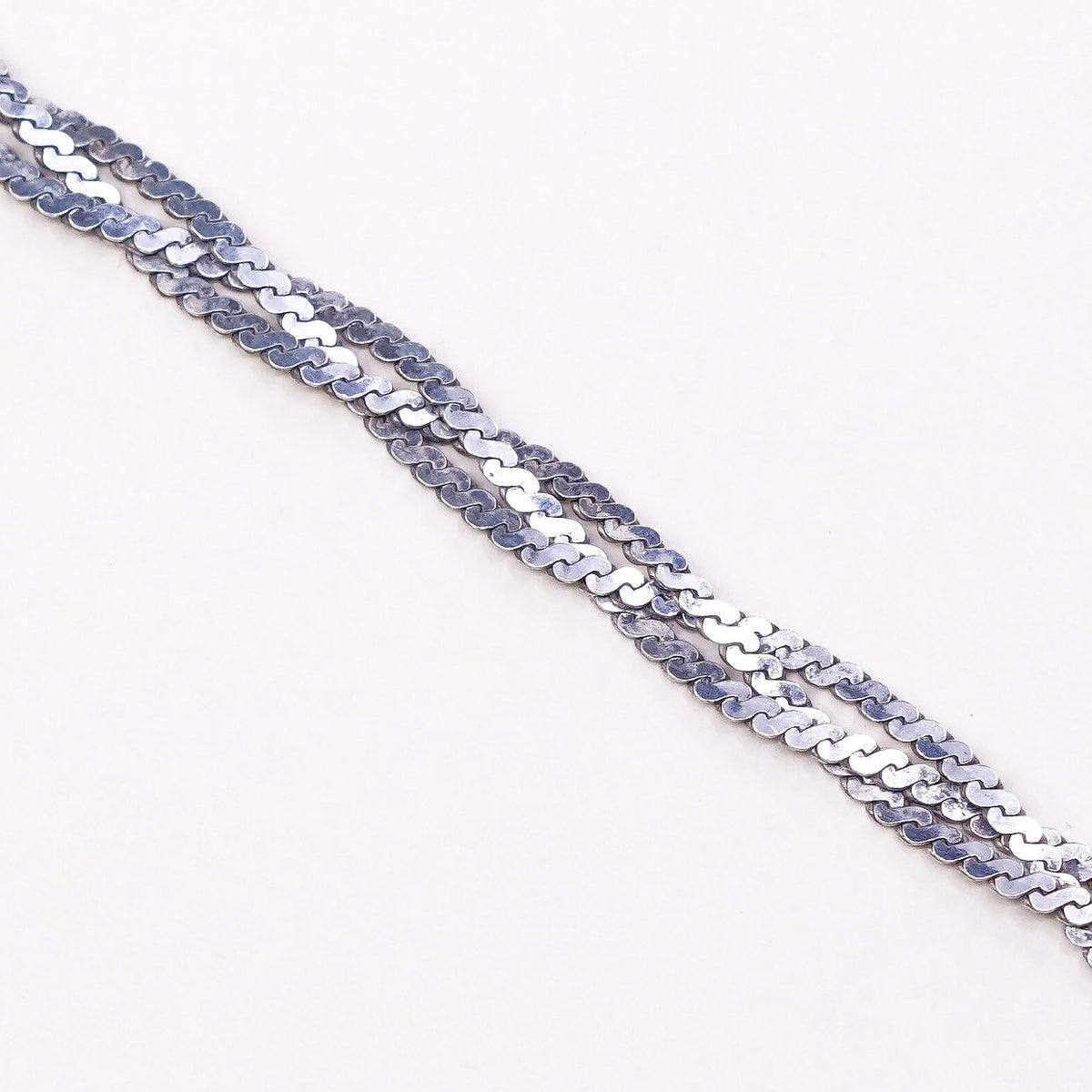 18", VTG Sterling silver handmade chain, 925 s-link woven necklace
