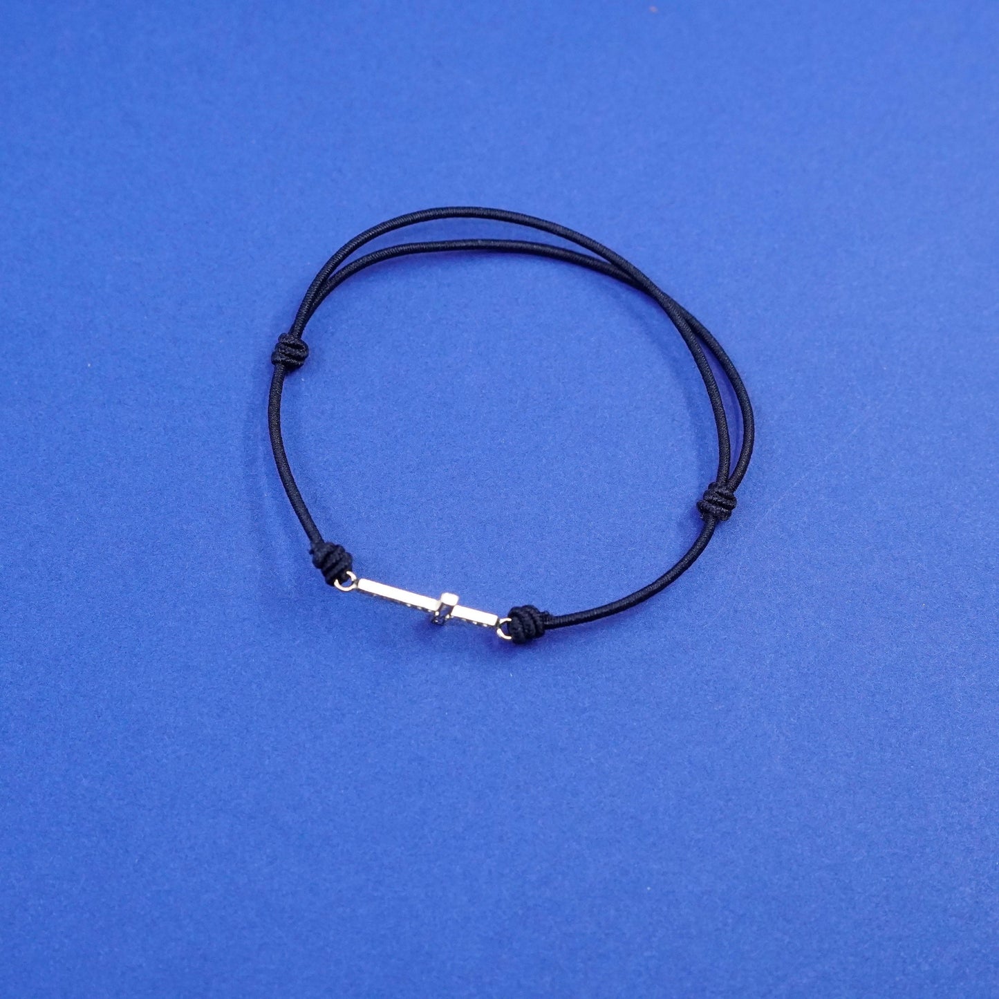 Size adjustable, JCM bracelet, linen thread vermeil gold sterling silver cross