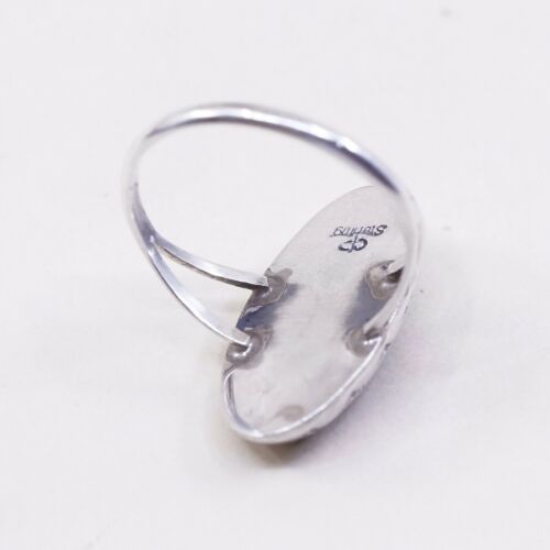 Sz 8.25 Carmelio Patania Navajo Sterling 925 Silver Handmade Ring W/ Obsidian