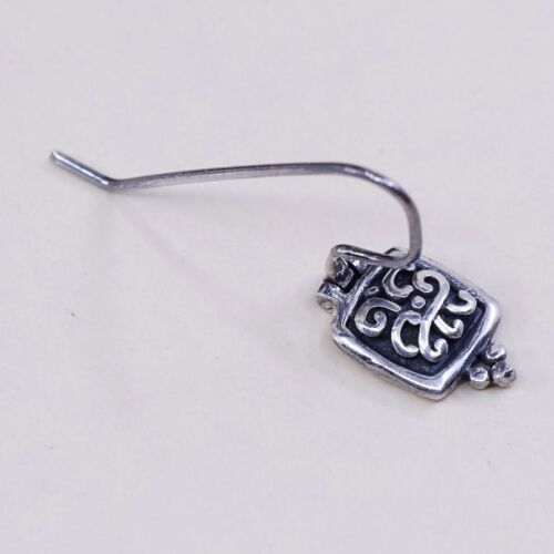 Vtg ATI Sterling 925 Silver Handmade Filigree Square Shaped Earrings