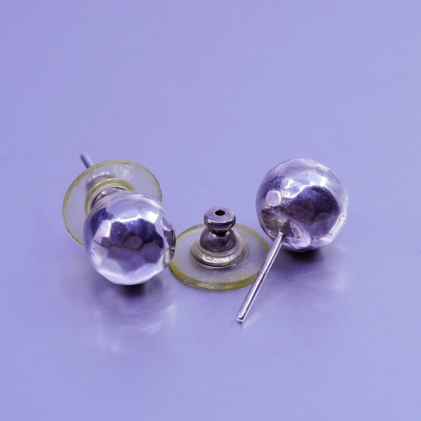 10mm, Vintage Sterling 925 silver handmade hammered earrings