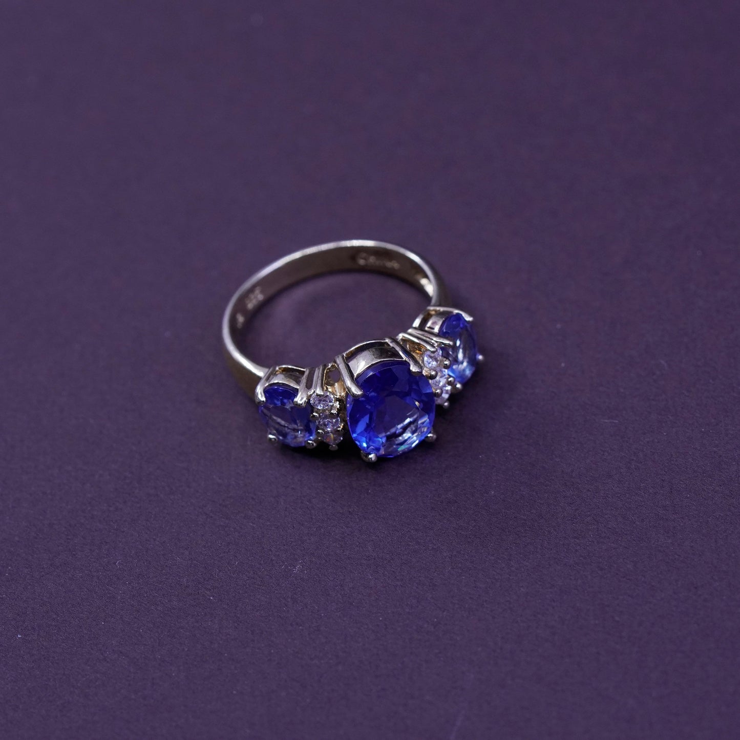 Size 8, vermeil gold over Sterling 925 silver handmade ring with topaz and cz
