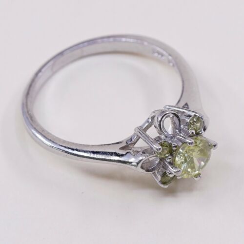 Sz 8, Vtg Sterling Silver handmade Ring, 925 Silver W/ Round Cut citrine