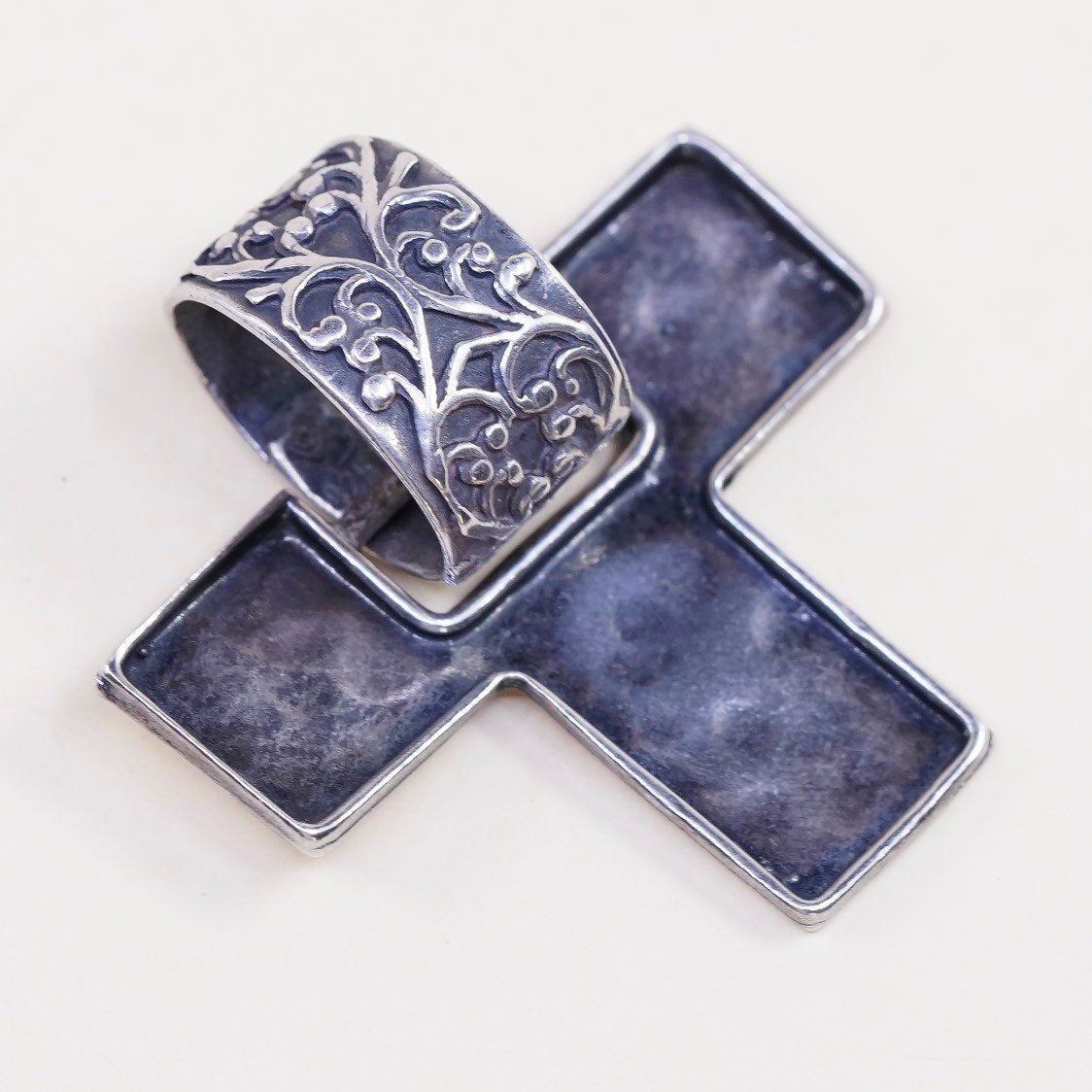 VTG Silpada sterling silver handmade charm, 925 initial "T” slide pendant