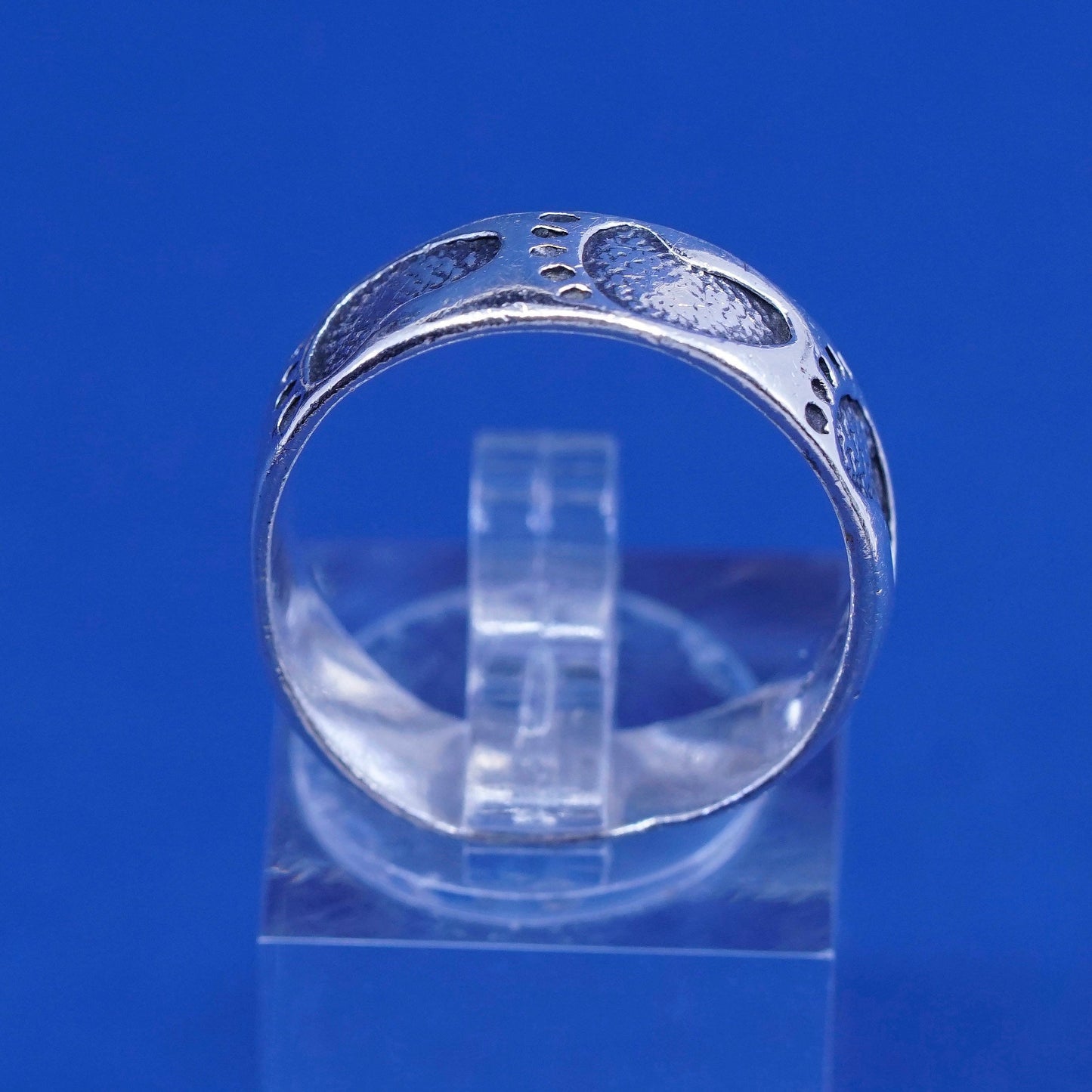 Size 9, vintage sterling silver handmade ring, 925 band with footprint