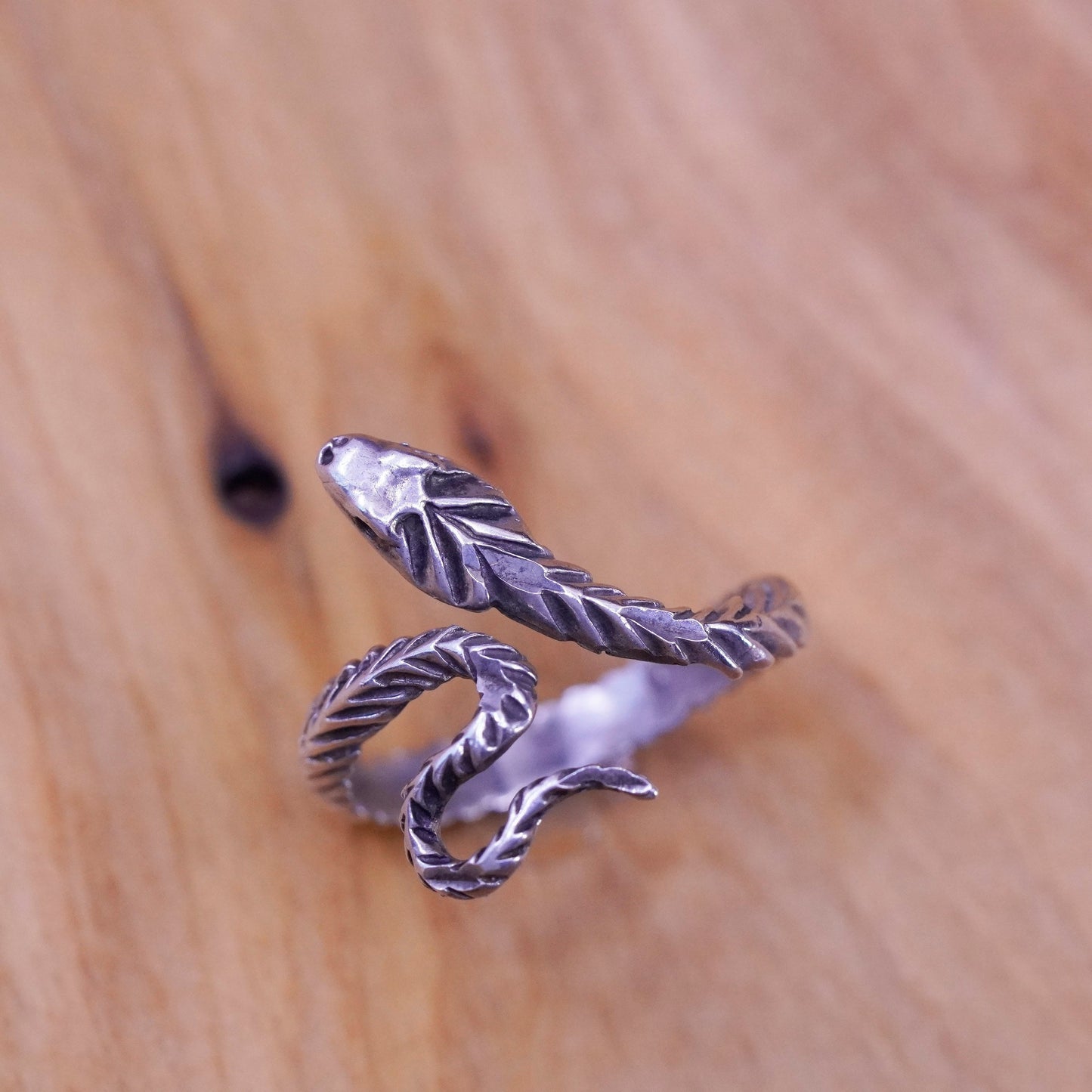 Size 8.5, vintage Sterling silver handmade ring, 925 snake band