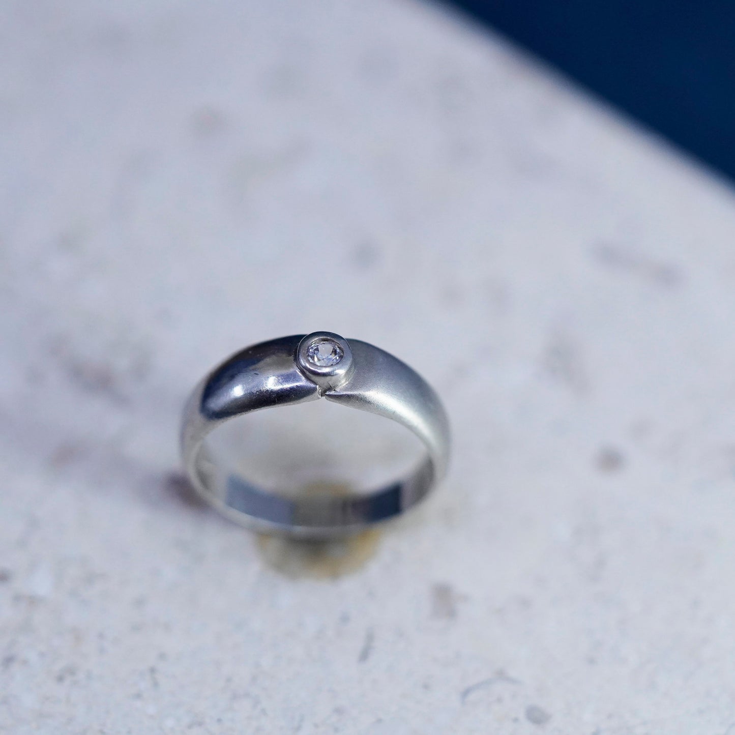 Size 6.5, vintage Sterling 925 silver engagement anniversary band ring with Cz