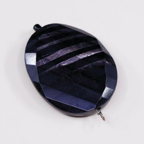 Black Checker Cut Stone Pendant
