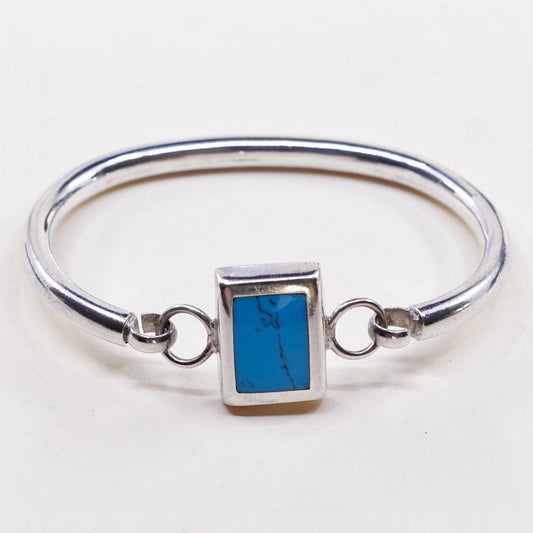 6.5", vtg mexico sterling silver bangle bracelet with turquoise details