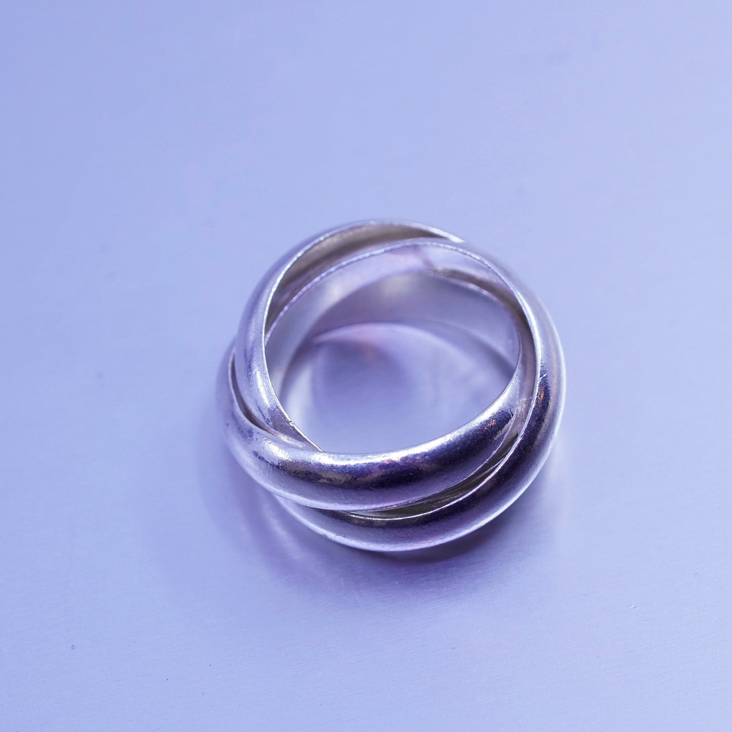 Size 4.75, vintage southwestern Sterling 925 silver entwined ring, multi band