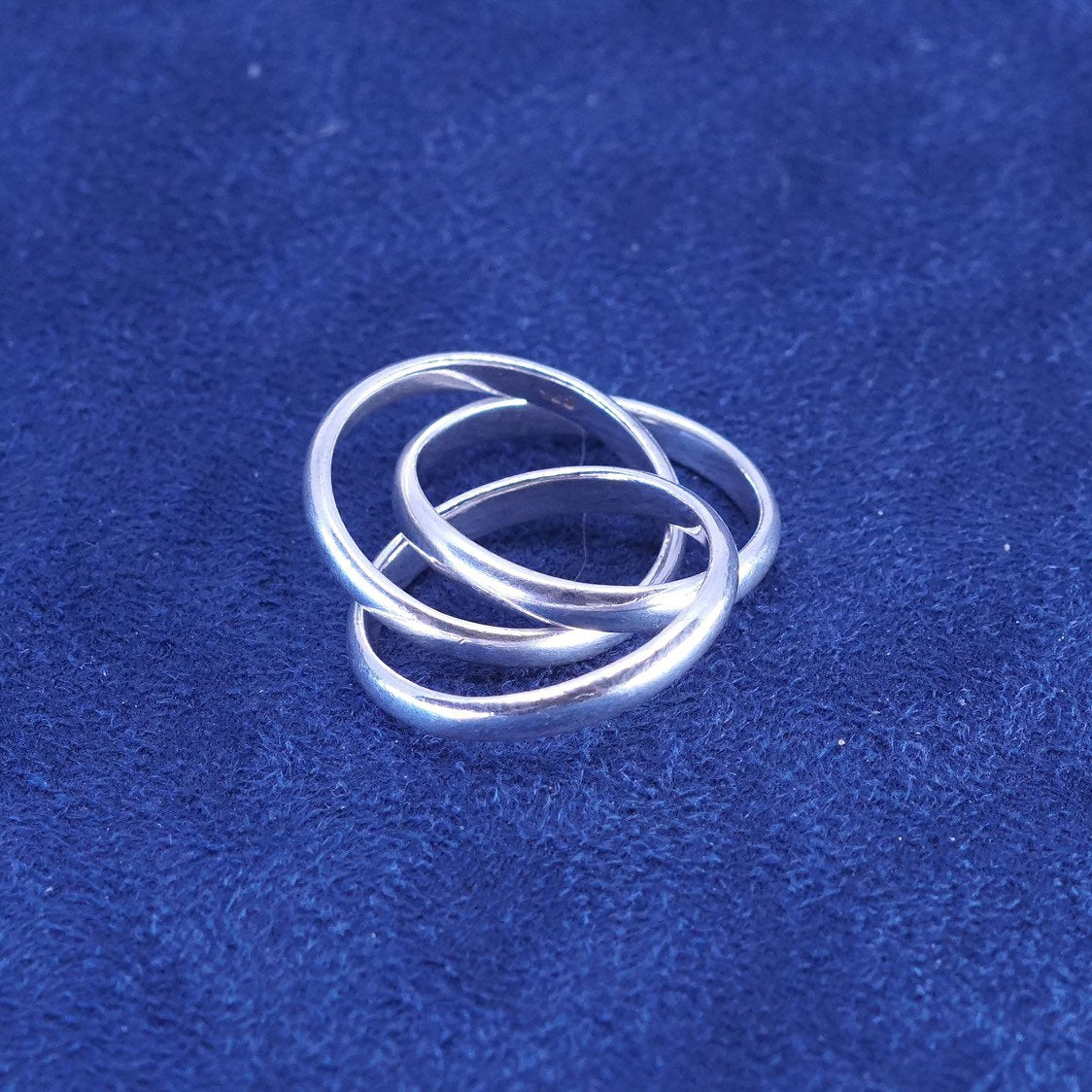 sz 6.25, vtg Sterling silver handmade ring, 925 entwined band