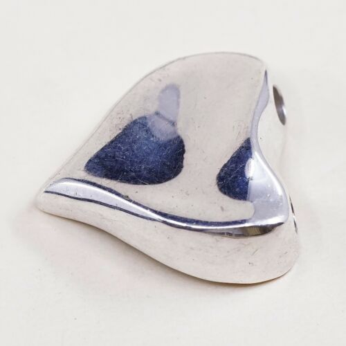 Vintage Sterling Silver Heart Pendant, Modern 925 Silver Charm, Stamped 925