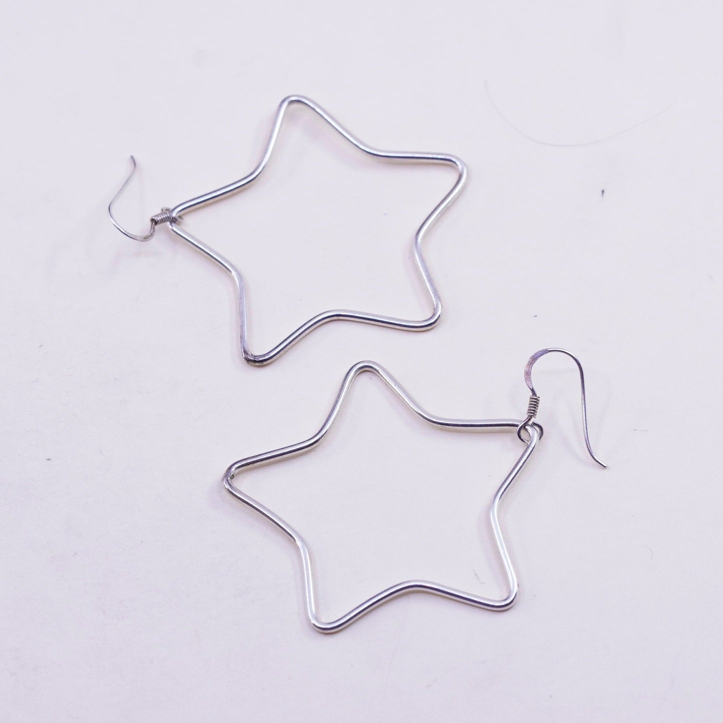 Vintage sterling silver handmade modern earrings, 925 star