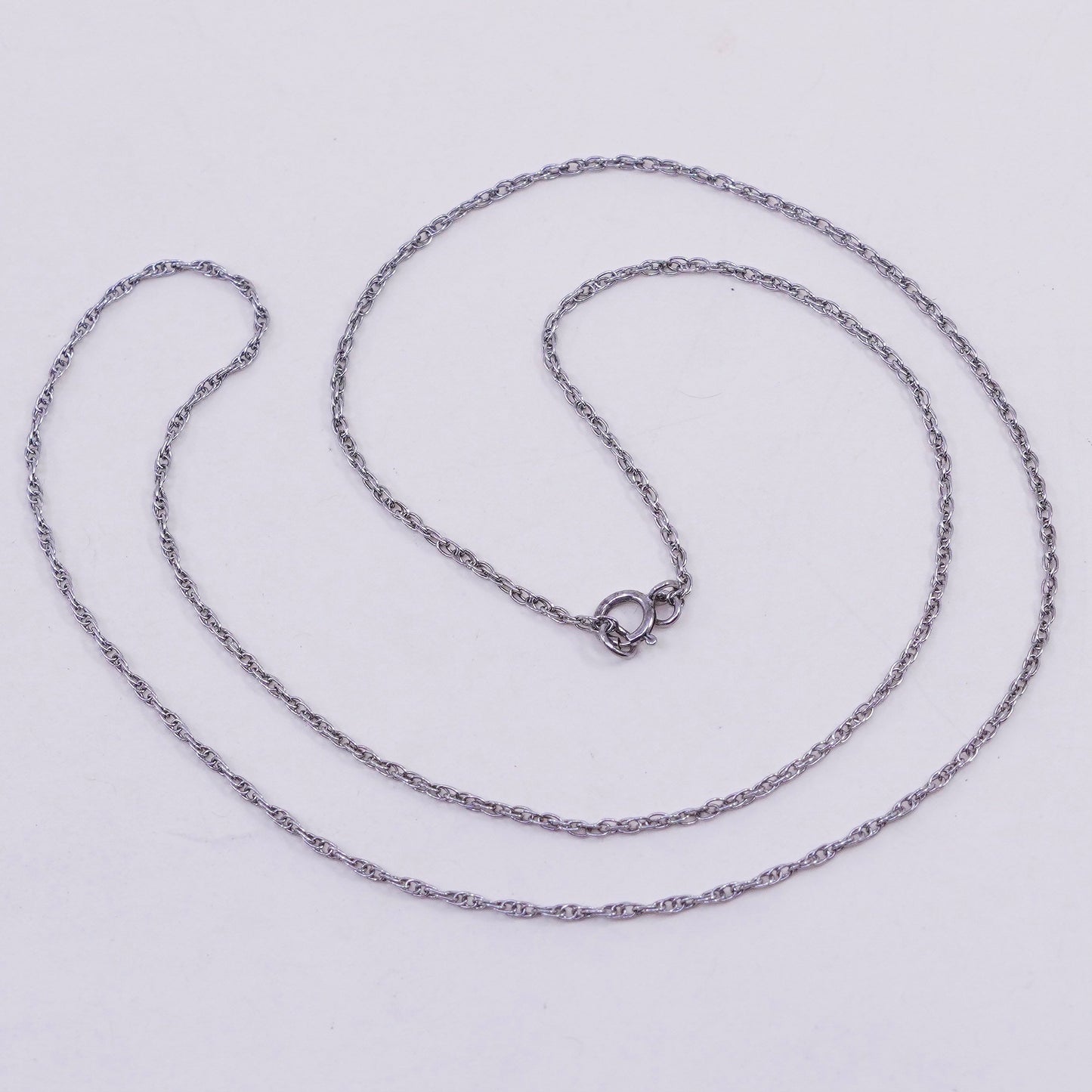 18”, 1mm, vintage Sterling silver necklace, 925 Singapore rope chain