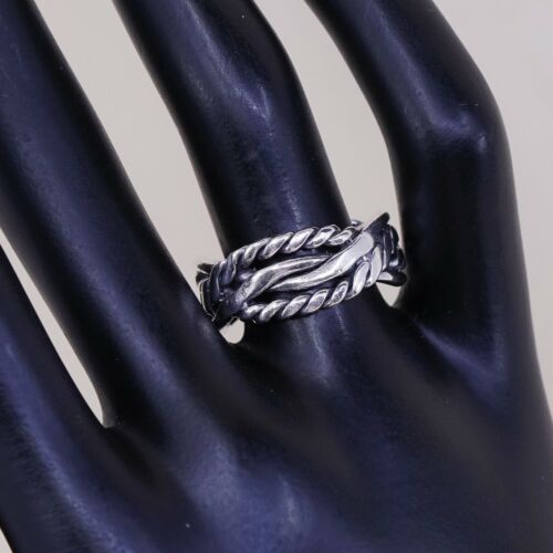 Size 8, Vtg Sterling Silver Handmade Ring 925 Band w Braided Cable, Stamped 925