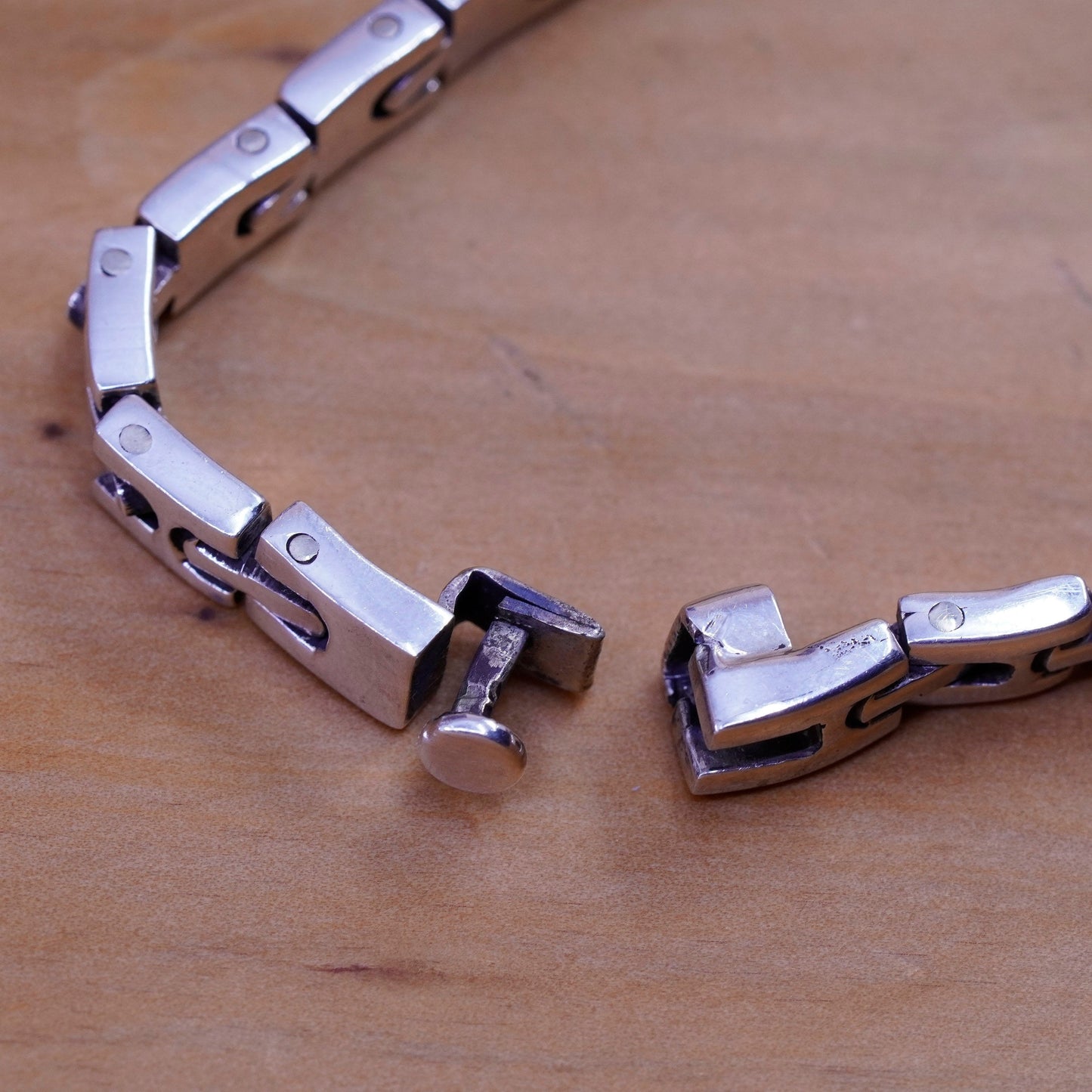 7”, vintage modern Sterling silver handmade tennis bracelet, 925 link chain