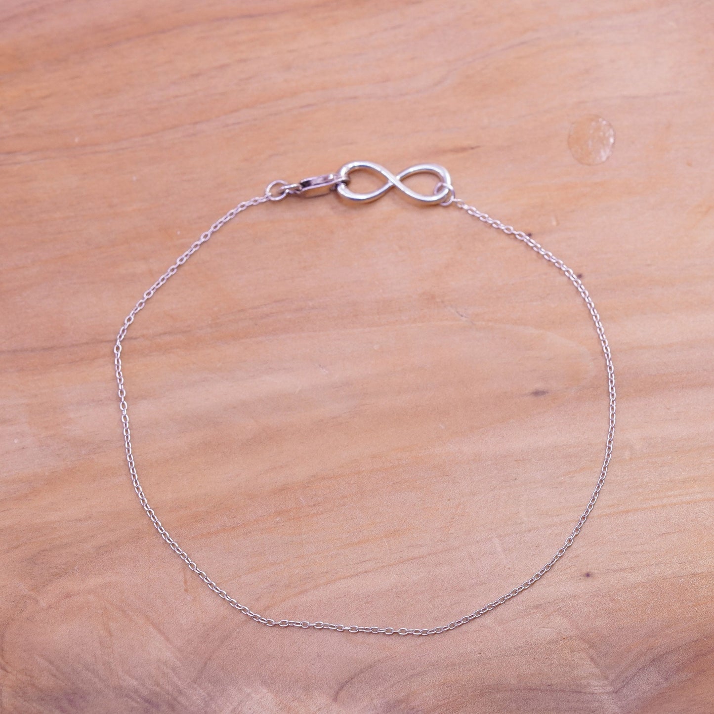 9.75”, Sterling silver charm bracelet, 925 circle chain with infinity charm