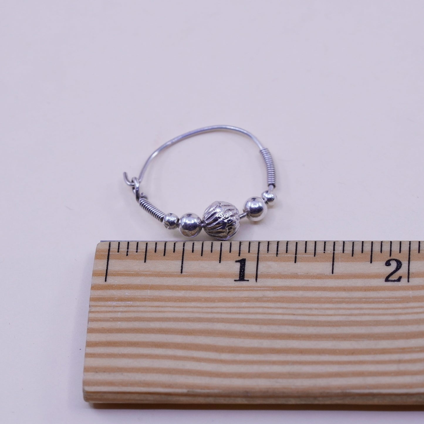 0.75”, Vintage sterling 925 silver loop handmade earrings, bali wired hoops