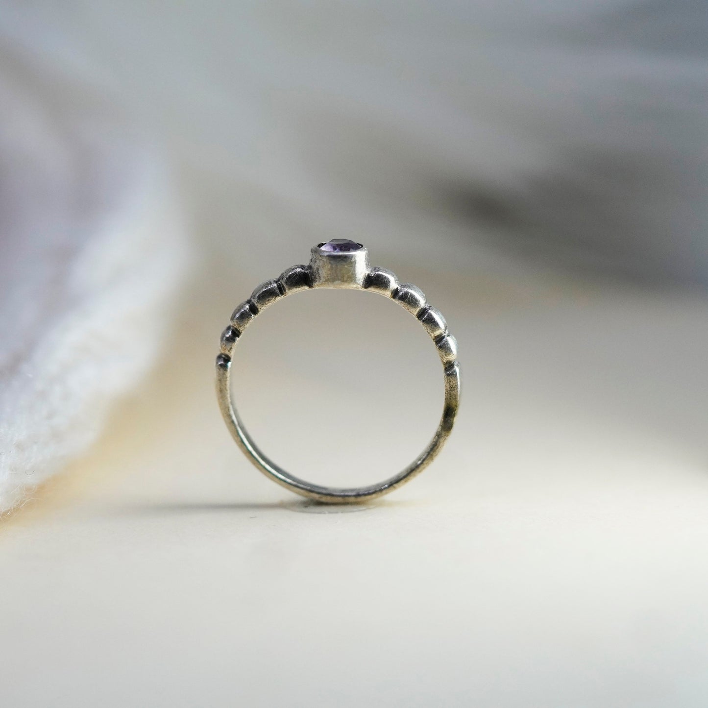 Size 8.5, vintage Sterling silver handmade ring, 925 band with amethyst