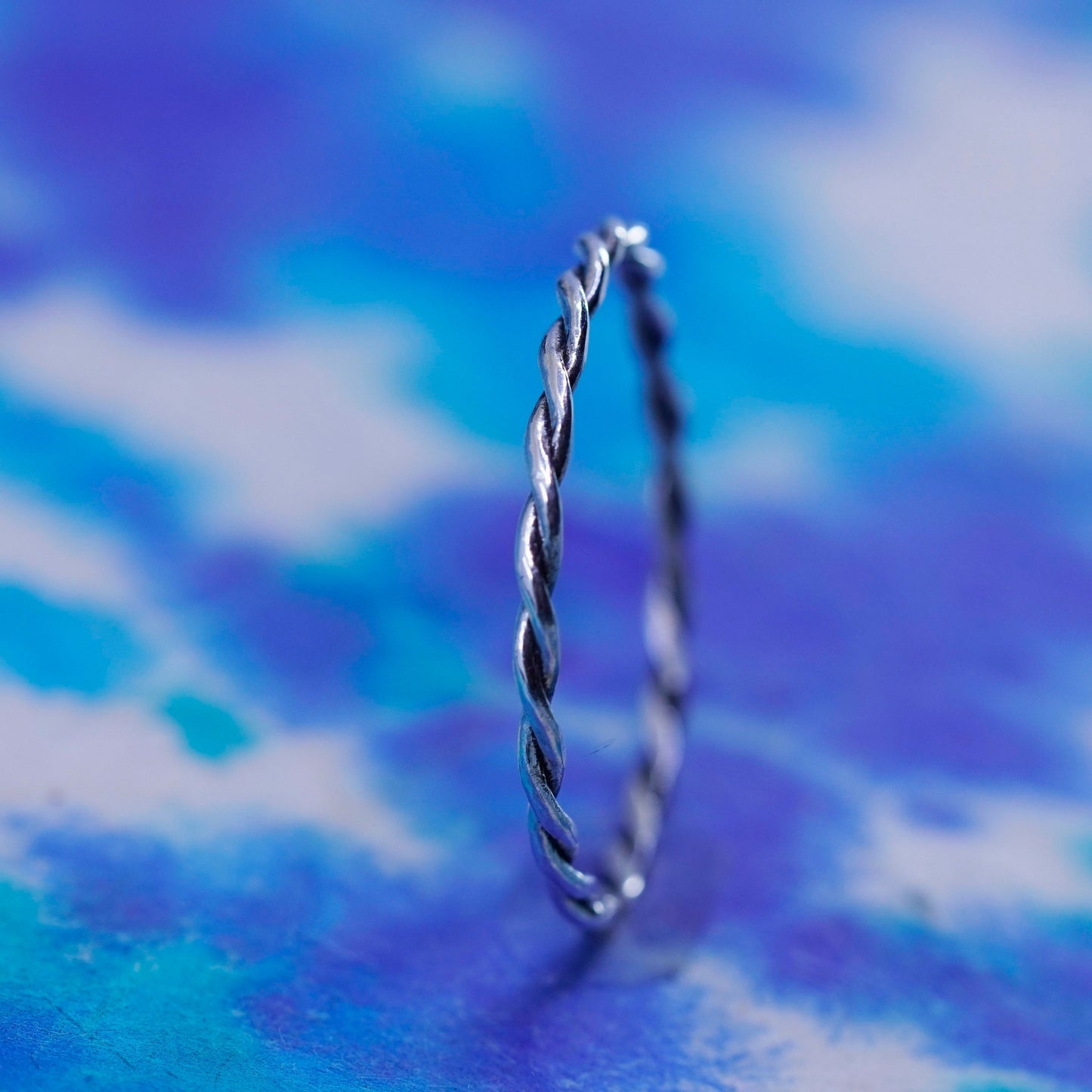 Size 12, vintage Sterling silver handmade ring, 925 cable band
