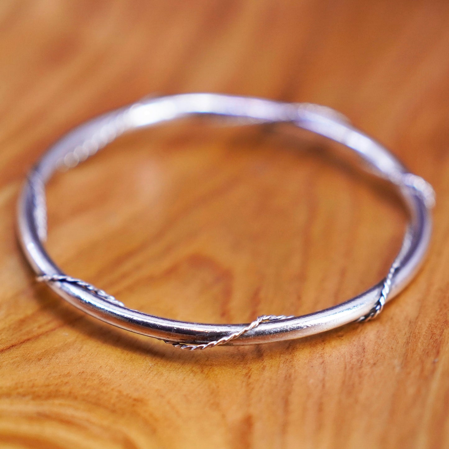7.5”, southwestern Sterling silver handmade bracelet, twisted 925 bangle