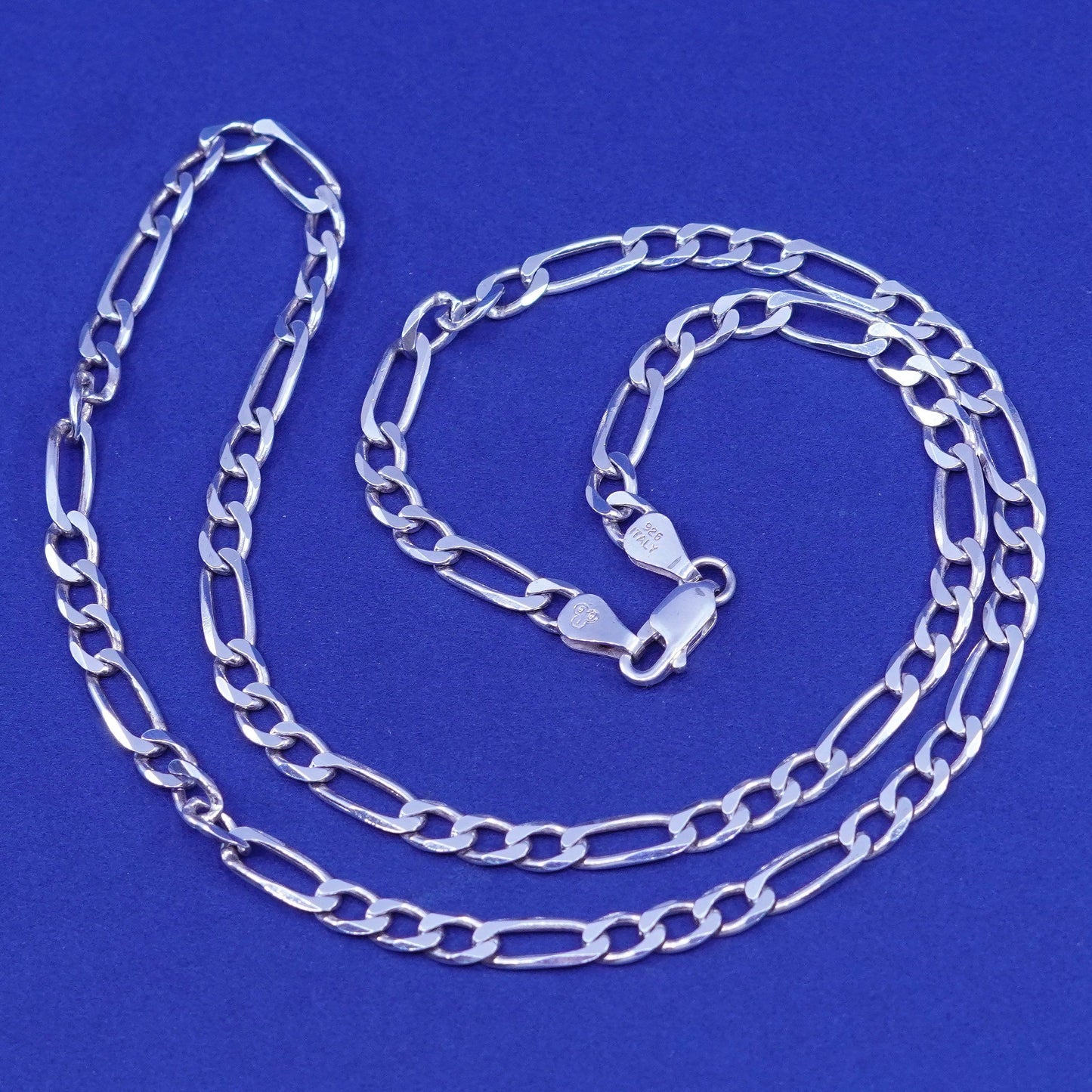20”, 5mm, vintage IBB Sterling silver handmade necklace, 925 Figaro link chain