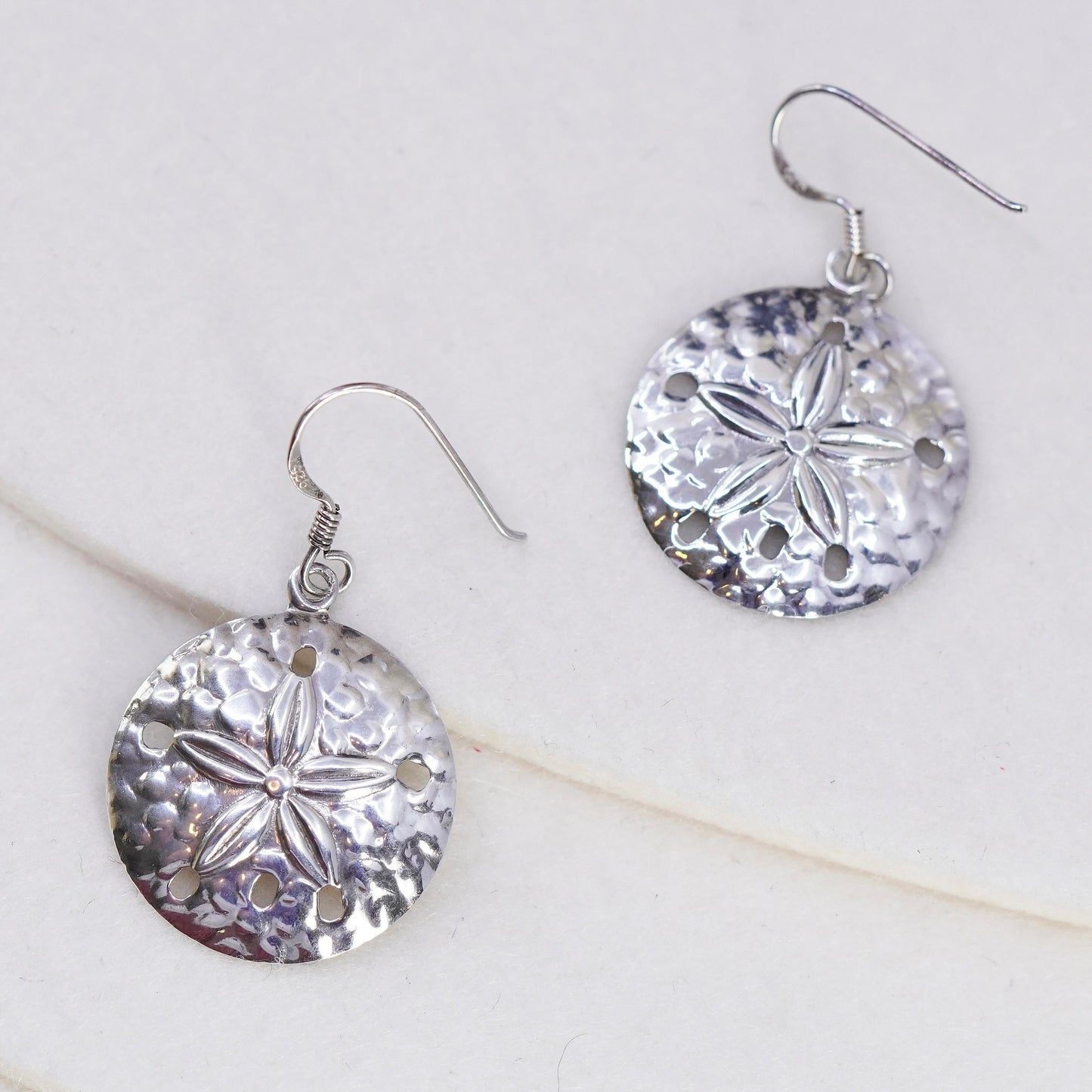 Vintage Sterling 925 silver handmade sand dollar earrings