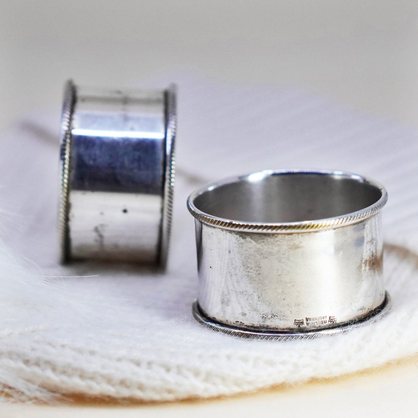 Vintage industria agentina Sterling 925 silver handmade napkin rings