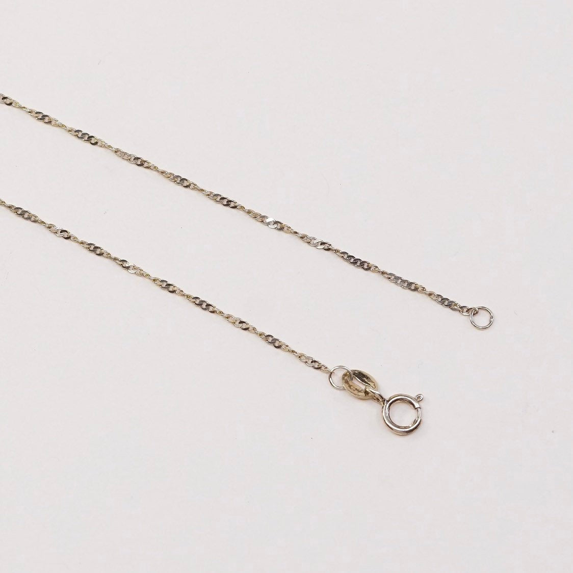 18” vermeil gold sterling silver handmade necklace, 925 twisted curb link chain