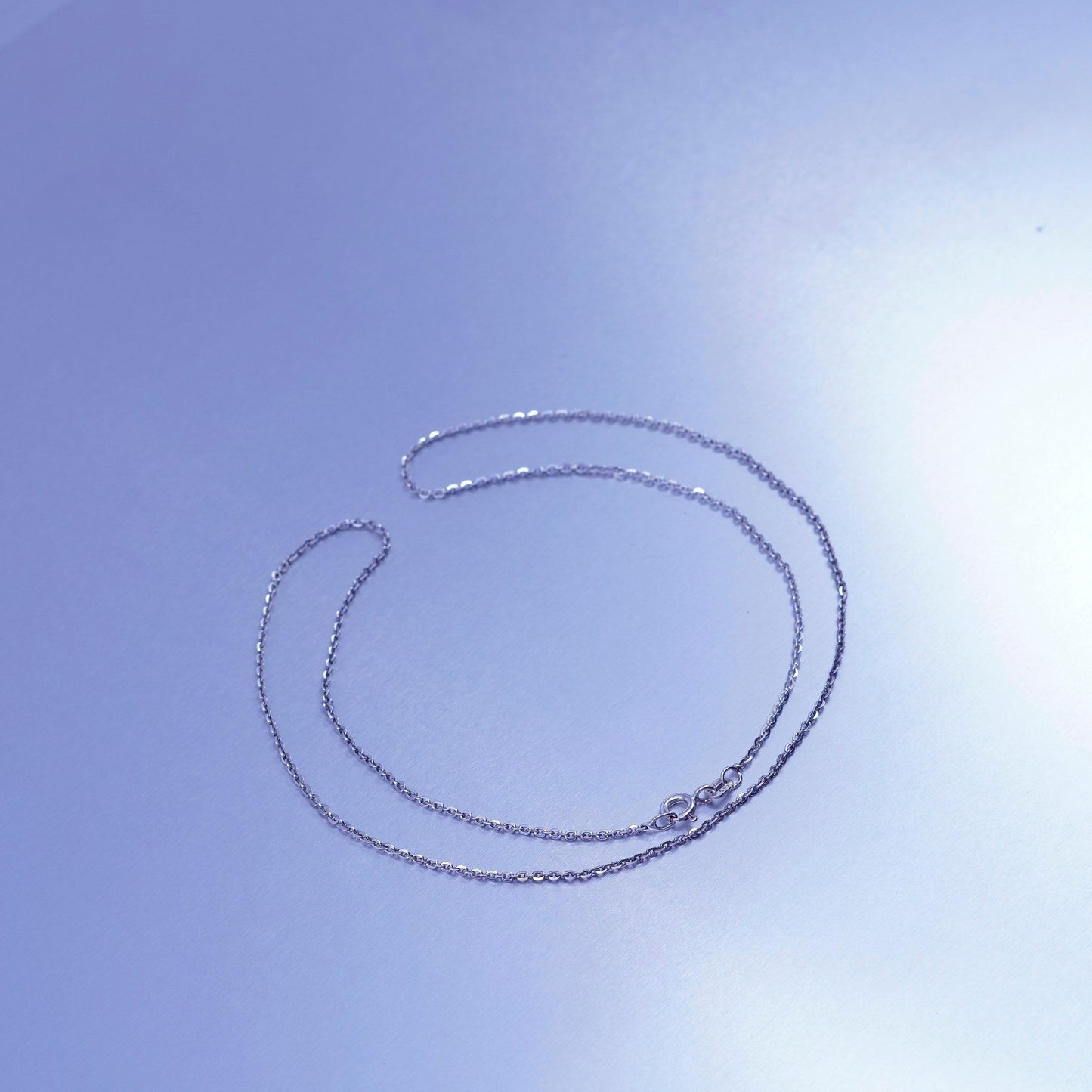 18” 1mm, vintage Italy Sterling 925 silver flatten circle chain necklace