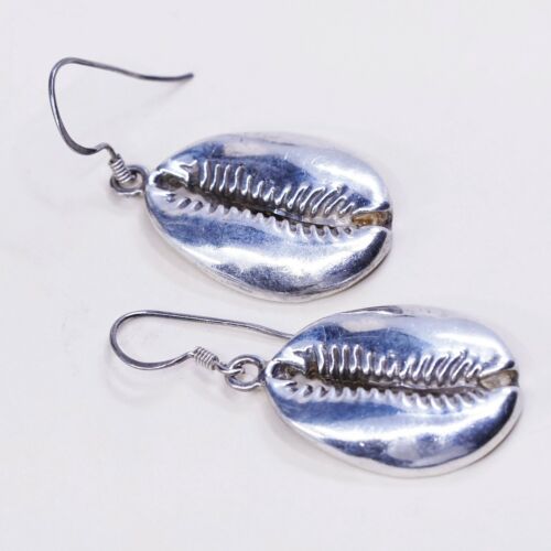 Vtg handmade Sterling 925 Silver Shell Casted earrings, Silver Tested