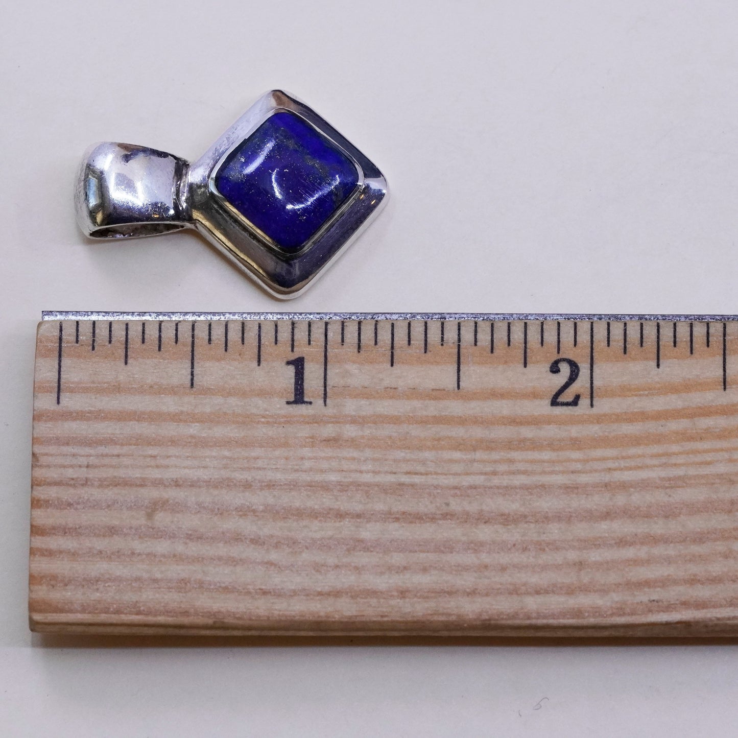 Vintage modern Sterling 925 silver handmade pendant with lapis lazuli