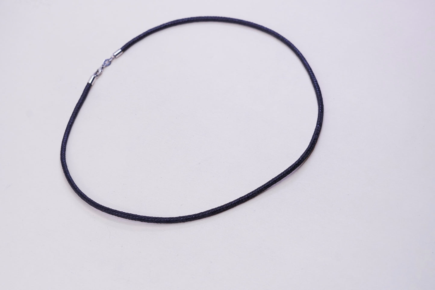 18”, Vtg Sterling 925 Silver Clasp W/ black linen Necklace