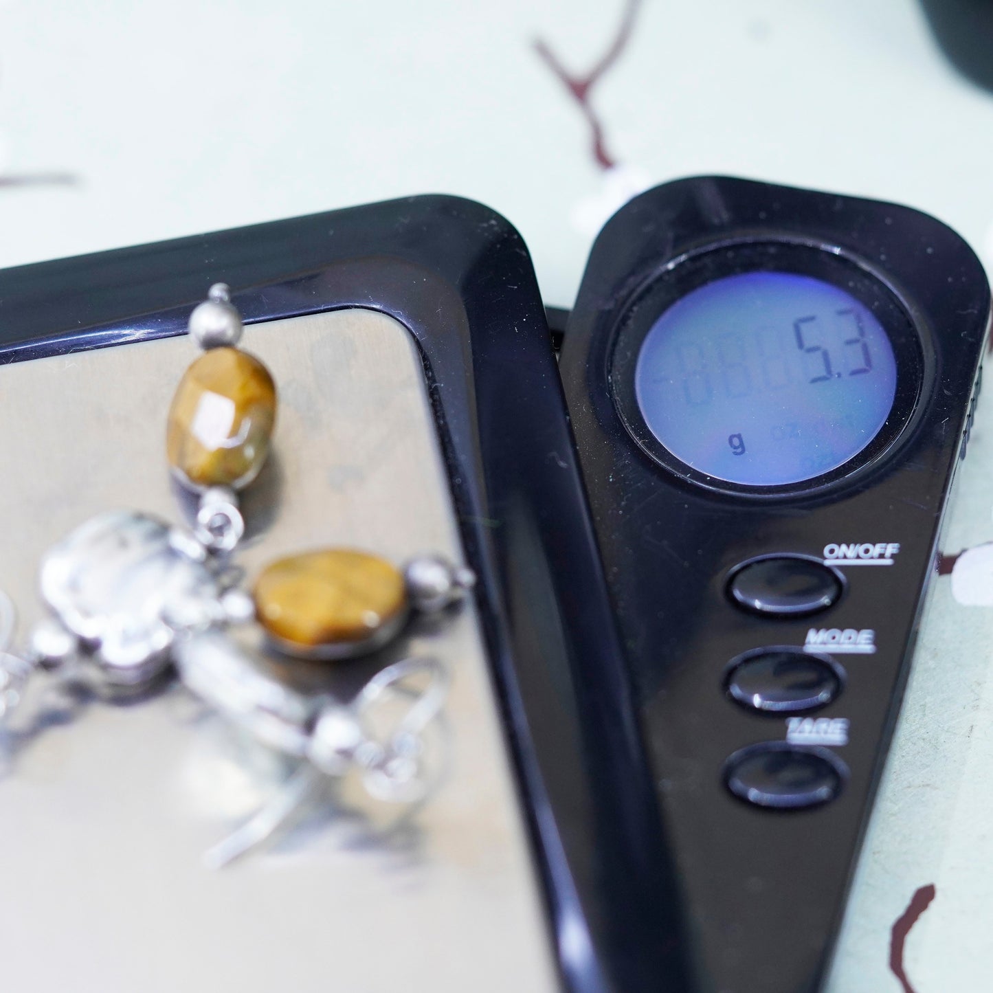 Vintage Sterling silver 925 handmade earrings, dangle with golden tiger eye
