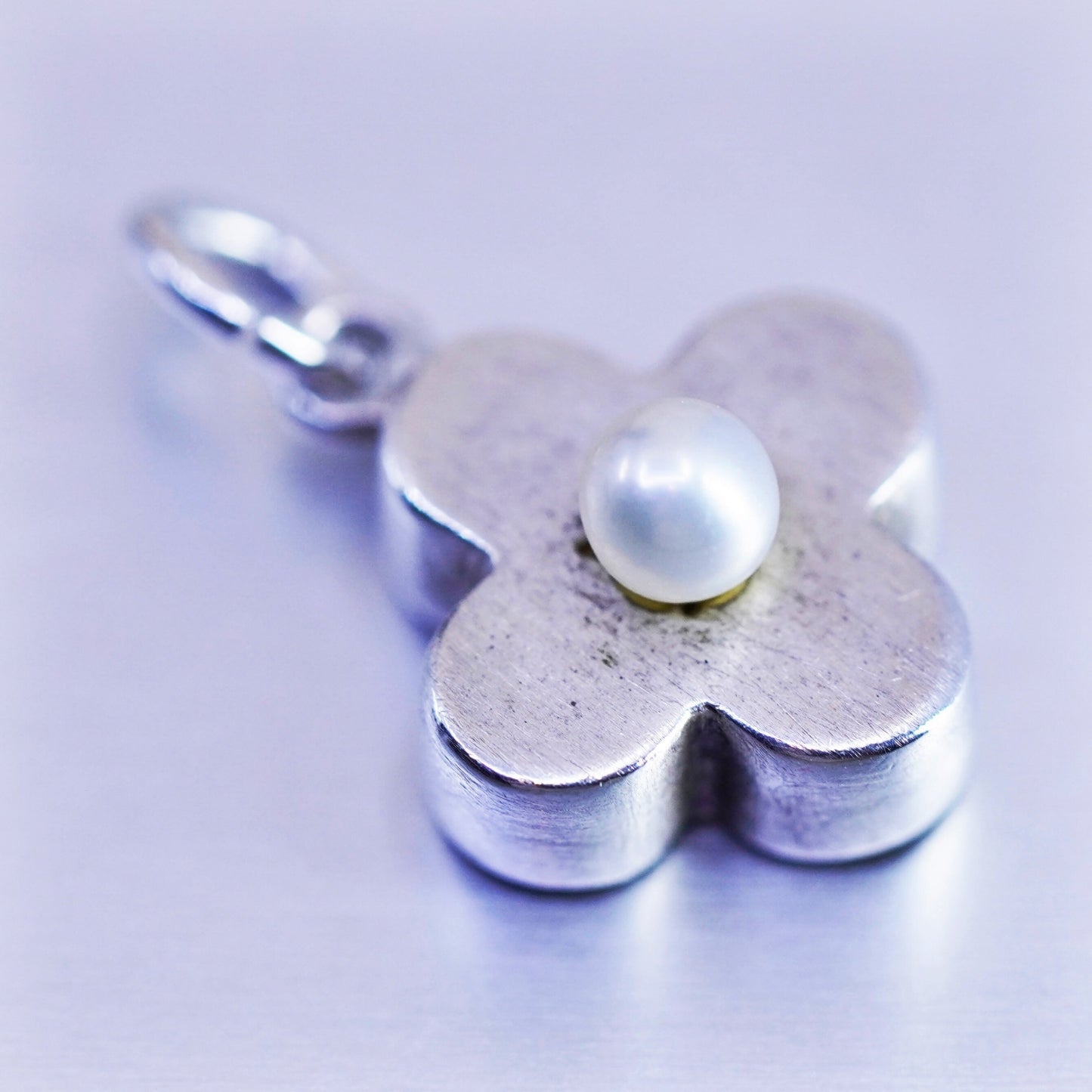 Antique Sterling 925 silver handmade lucky four leaves clover