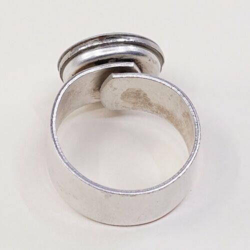 Sz 8, Vtg Sterling Silver Handmade Ring, Mexico 925 Band W/ Round Resin