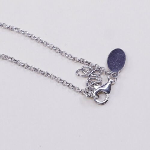 16+1”, 925 italy dyadema Sterling Silver Circle Chain Necklace W/ Ring Pendant