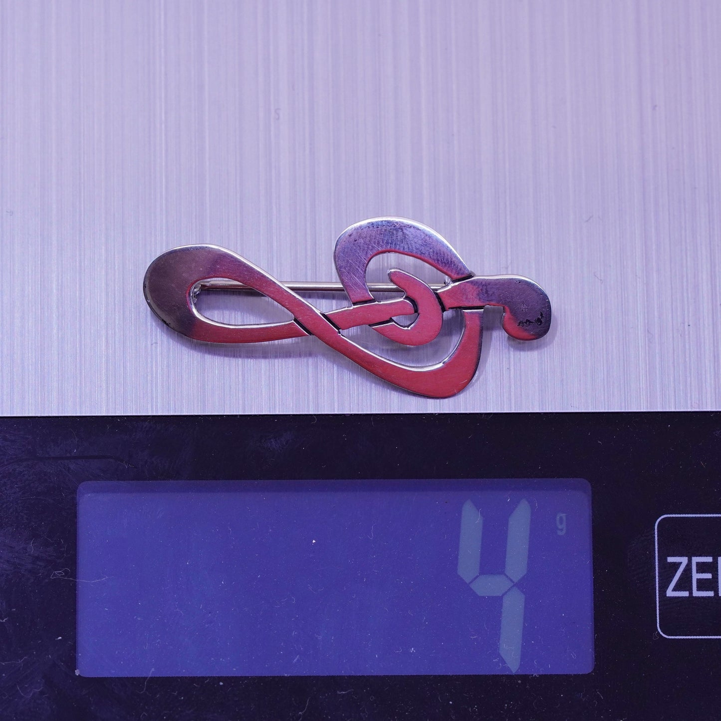 Vintage far fetched sterling silver handmade brooch, 925 music symbol