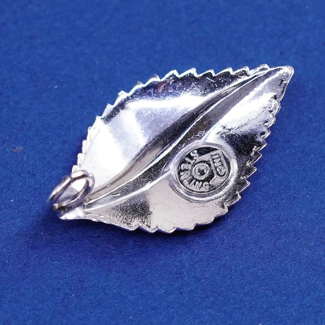 vtg Sterling silver handmade pendant, 925 leaf, stamped sterling