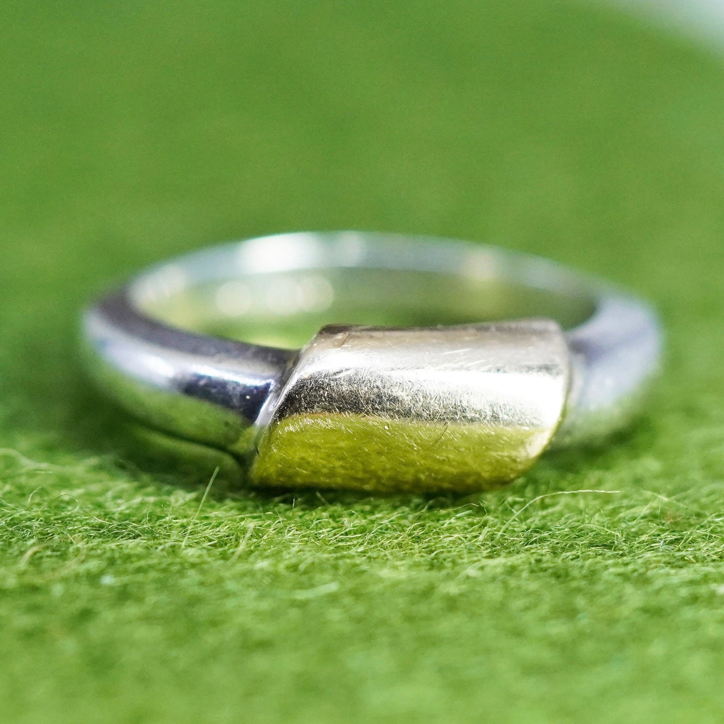 Size 6.5, VTG two tone modern 14K with sterling 925 silver handmade ring band