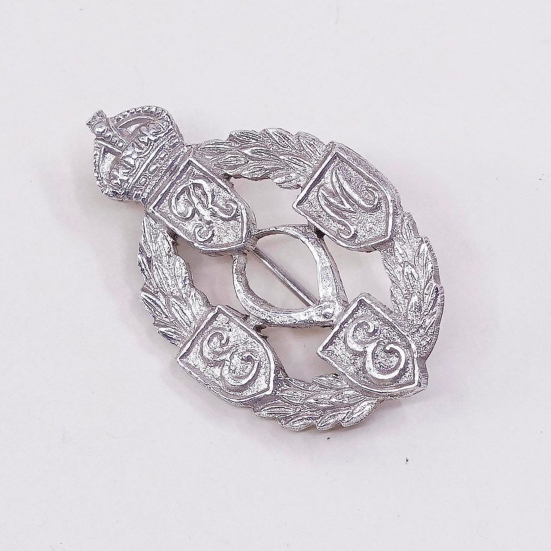 sterling 925 silver brooch, REME Royal Air Force King’s crown wings sweetheart