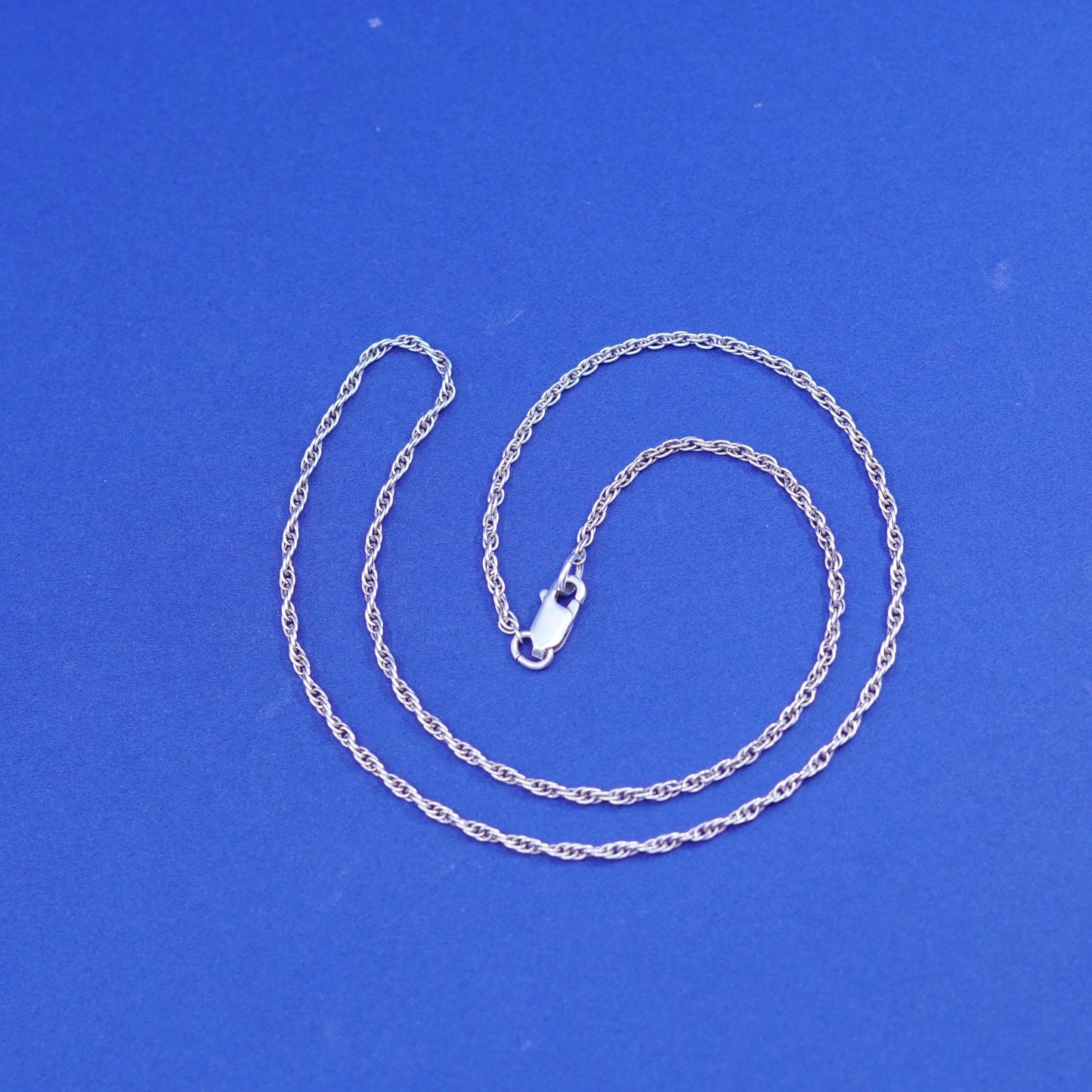19”, 2mm, vintage Sterling silver necklace, 925 Singapore rope chain