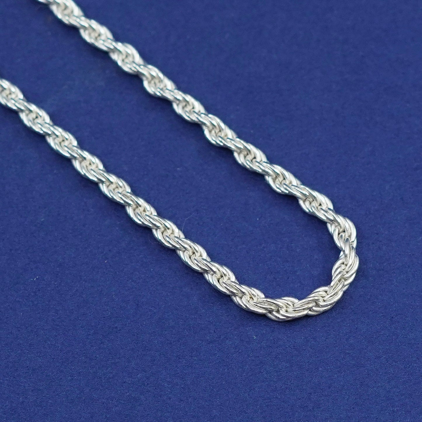 24”, 3mm, vintage milor italy sterling silver necklace, bold 925 rope chain
