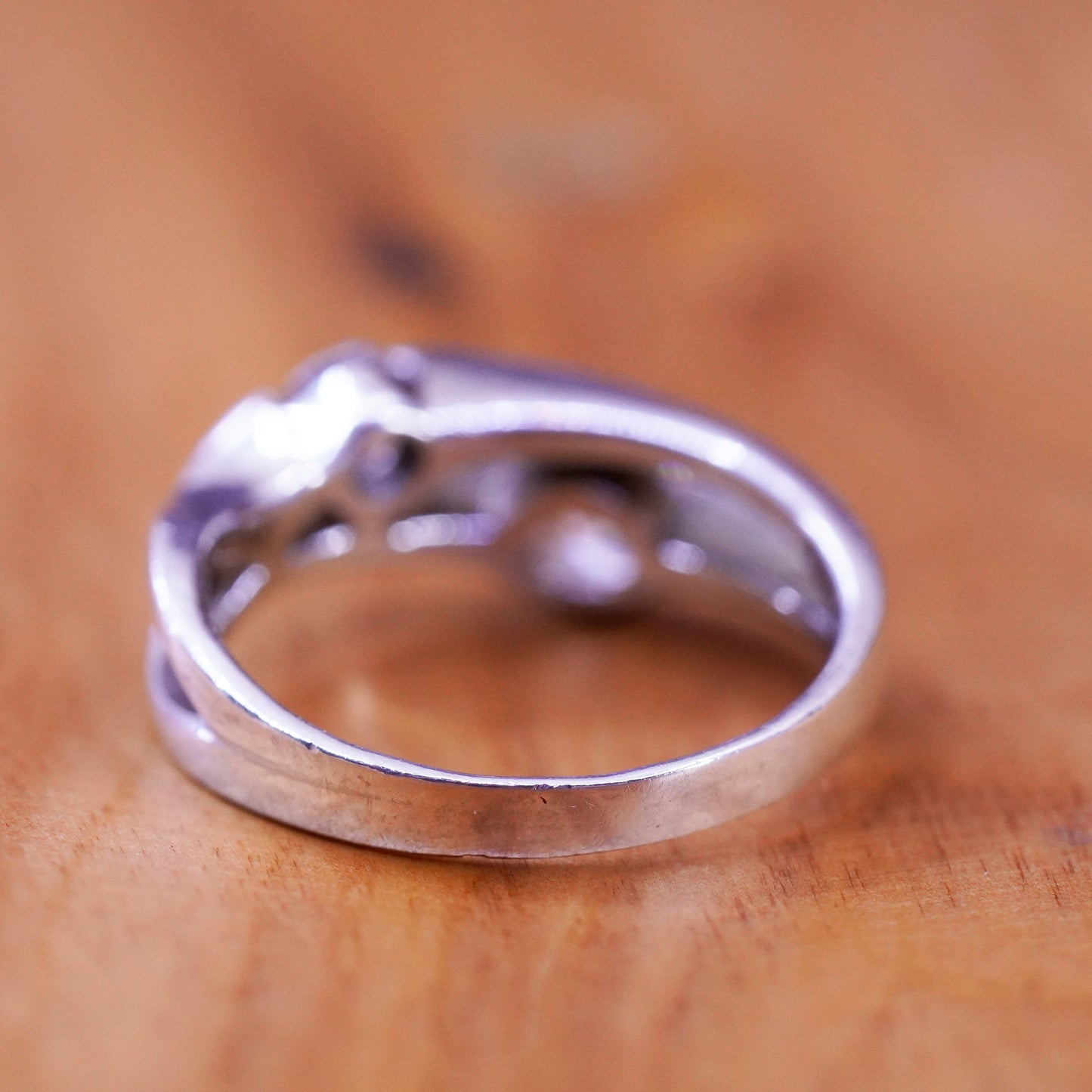 Size 7, vintage Sterling silver handmade ring, 925 engagement band with cz
