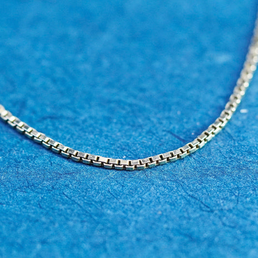 18”, 1mm, vintage Sterling silver necklace, gold over 925 silver box chain