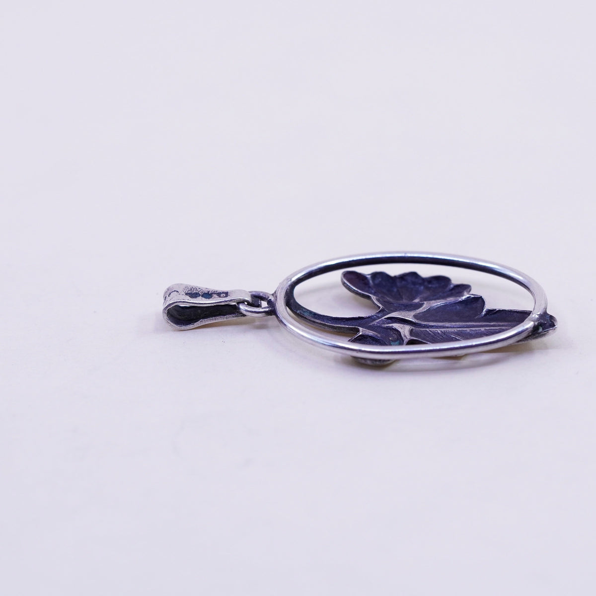 Vintage Sterling silver pendant, 925 leaf charm