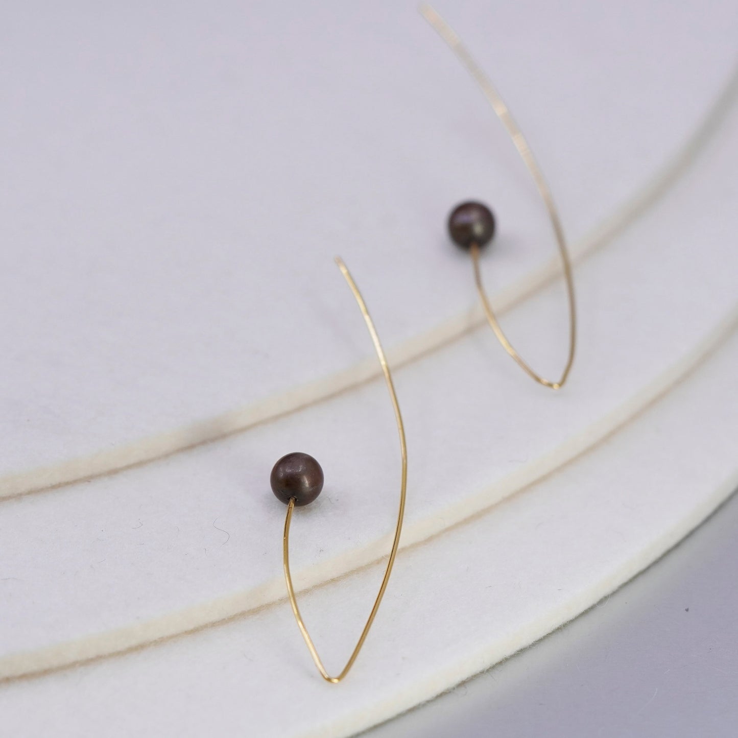 vermeil gold over Sterling 925 silver handmade earrings with freshwater pearl